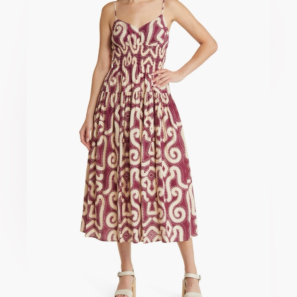 Moon River Smocked Waist Midi Dress